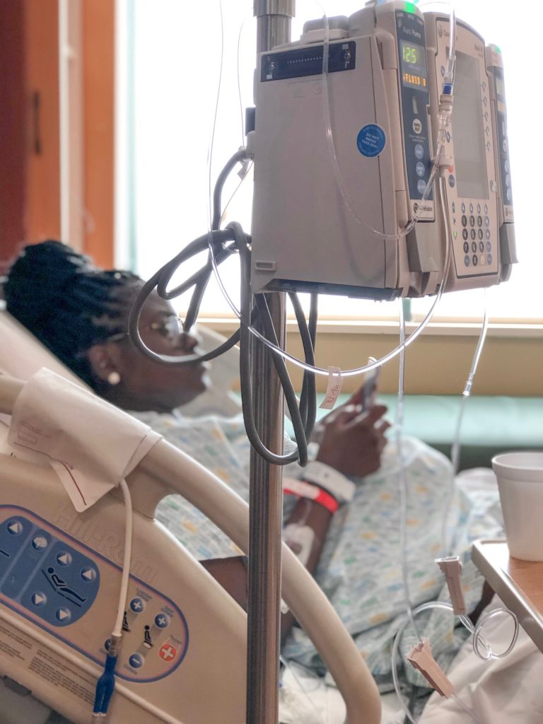hospital room, labor and delivery, hospital bed, IV pole, birth story 