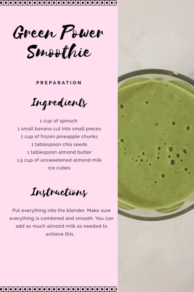 superfoods, green smoothie recipe, banana, spinach, pineapple, power smoothie, breakfast, quick recipes, breastfeeding 