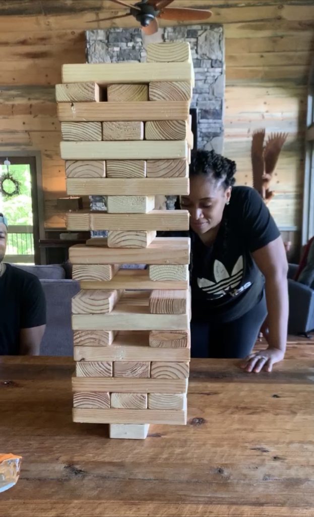 jenga, cabin trip, 