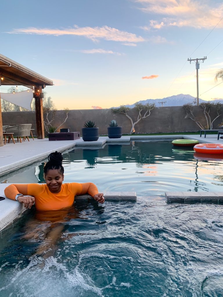 Palm Springs, girl trip, black girls travel, pool house,birthday trip, hiking, Arieltram, tramway, pool party, bbq party