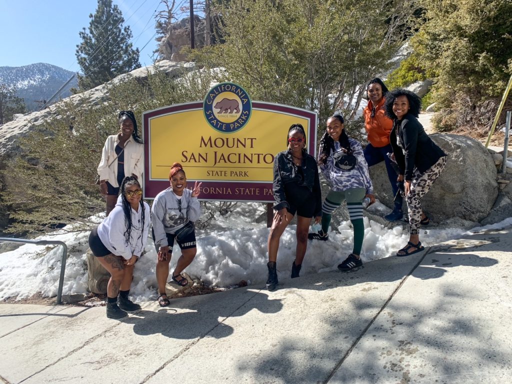 Palm Springs, girl trip, black girls travel, pool house,  birthday trip, hiking, Arieltram, tramway, pool party, bbq party